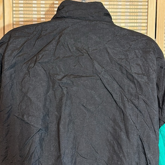 Ashley Hill Vintage 1990s Y2K Black Green Colorblock Zip Front Windbreaker Large - Picture 12 of 16